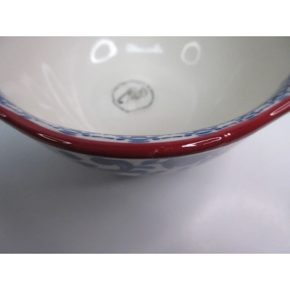 Set of 4 Pioneer Woman Heritage Floral Cereal Bowl Ceramic Red & Blue 6
